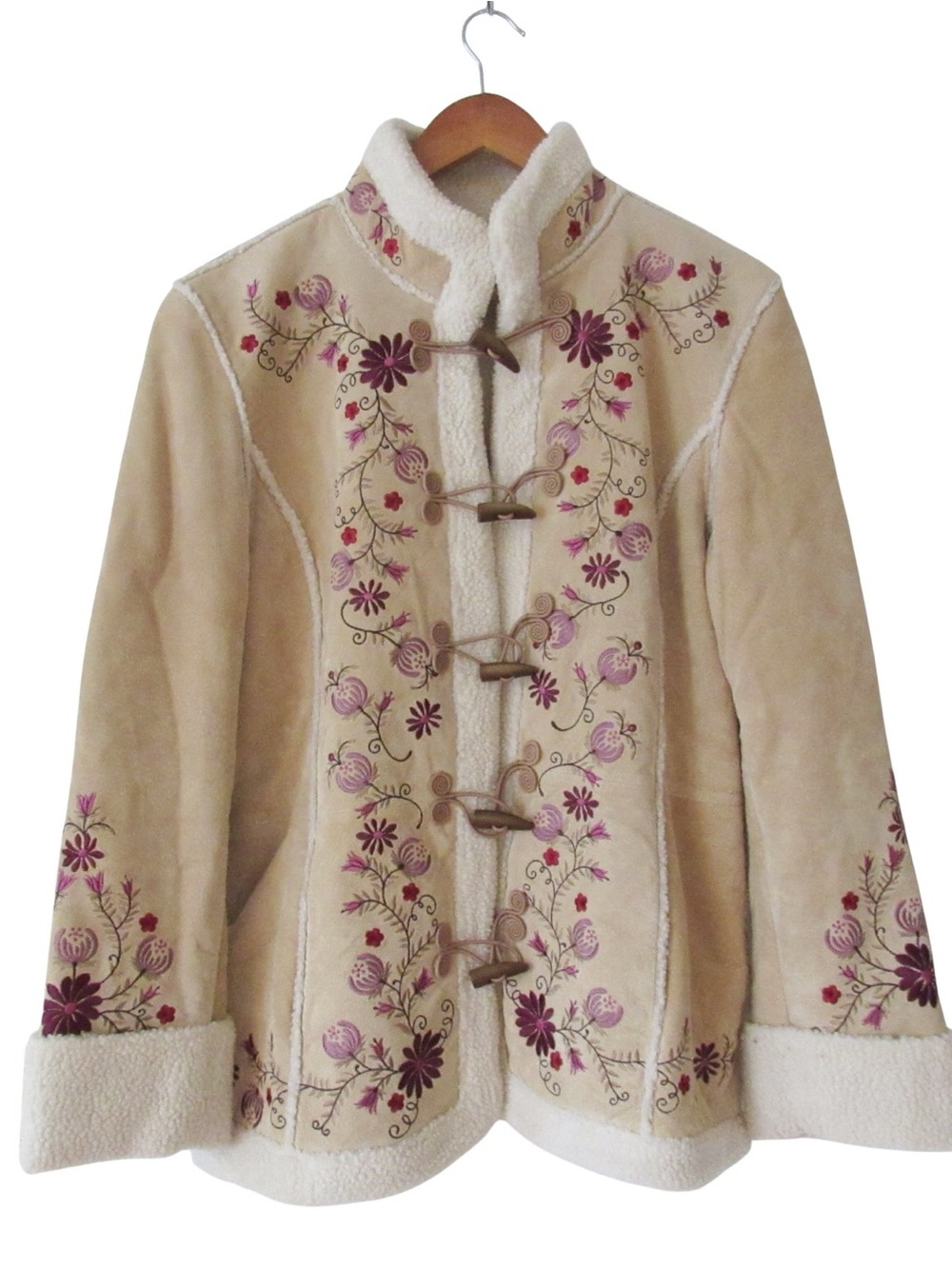 St Johns Bay Vintage 90s Floral Suede Jacket Large Friends Phoebe Embroidered